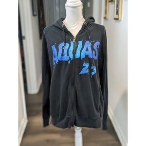 Air Jordan Aquas 23 Black Hoodie Zipper Sweatshirt Men's Size Large VTG Y2K 90s